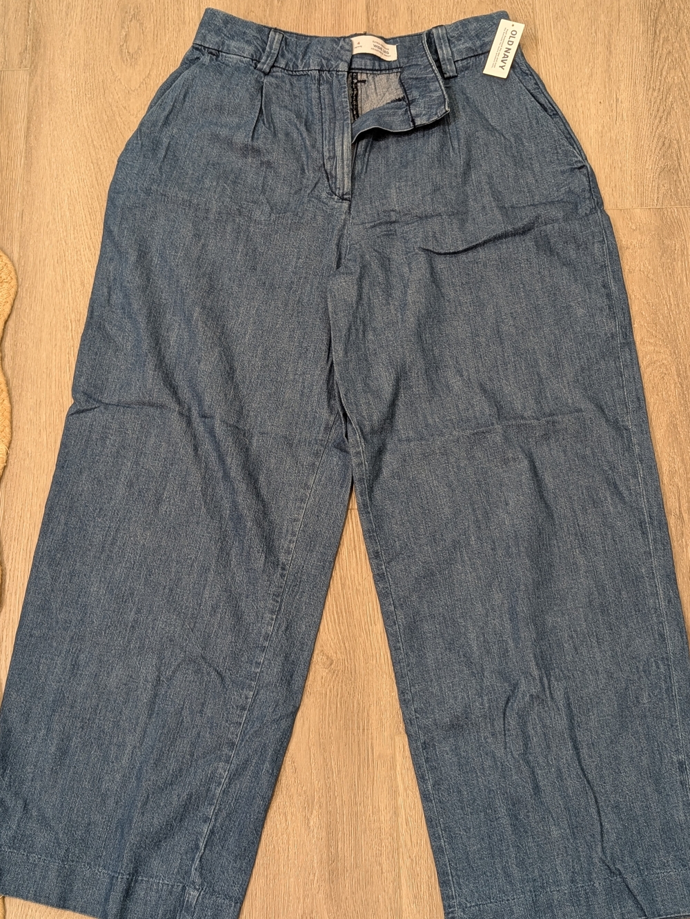 Wide Leg Women's Dark Denim Trousers - Old Navy